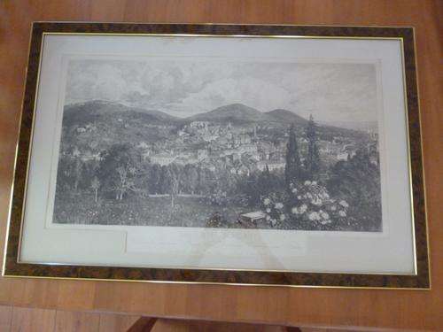 Baden Baden Germany. 1800s Steel Engraving.  Large .Braun and Wetteroth. Published Buchle. Framed.